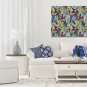 Egzotyczny obraz na płótnie z papugami, liśćmi i palmami 120x80 cm