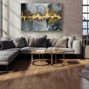Abstrakcyjny obraz na płótnie 120x80 cm w złocie, szarości i czerni