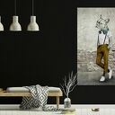 Obraz drukowany na płótnie Buldog w spodniach 80x120 cm do pokoju nastolatka