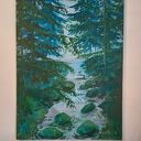 Obraz "Wyjście z lasu" - ręcznie malowany na płótnie, 78x58 cm