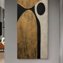 Obraz nowoczesny 80x160cm w kolorach złoty kremowy czarny