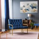 Obraz do salonu - NIEBIESKO-ZŁOTE KWIATY LOTOSU - 70x50 cm (103201)