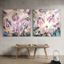 Zestaw dwóch ręcznie malowanych obrazów abstrakcyjnych 100x100 cm