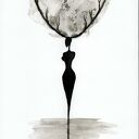 grafika A4 malowana ręcznie, minimalizm, abstrakcja czarno-biała