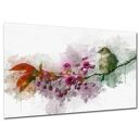 Obraz na ścianę biuro ozdoba PTAK 6 kwiaty wiśni magnolia 120x80