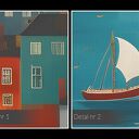 Obraz do salonu - NADMORSKIE MIASTO PORT ŻAGLÓWKI - 70x50 cm (106201)