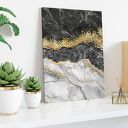 Obraz na płótnie Marmur Złoto Czarny - Art Deco w pionie 50x70 cm