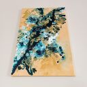 Taniec Liści - obraz abstrakcyjny 40x60 cm akryl na płótnie do salonu