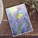 Oryginalna akwarela A4 Motyl cytrynek i kwiaty