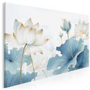 Obraz do salonu - KWIATY LOTOSU LIŚCIE - 70x50 cm (105901)