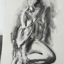 Lady - duży obraz kobiety rysowany węglem 100x70 cm