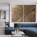Golden pat - duży zestaw 2 obrazów na płótnie z rzeźbieniem 70x100 cm