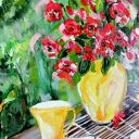 Obraz akrylowy „A cup of tea” - ręcznie malowany na płótnie 50x40x2 cm