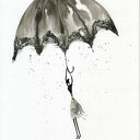Grafika X 30x40 cm malowana ręcznie tuszem - abstrakcja czarno-biała “Rain”