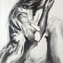 You, Me - oryginalny rysunek węglem 100x70 cm