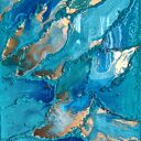 Obraz ręcznie malowany 70x50 cm Macarella - turkusowy 3D z żywicy 