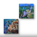 Kompozycja wodna - obraz akrylowy na płótnie 40x40