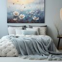 Obraz do sypialni - BIAŁE KWIATY POLNE DELIKATNY MOTYW FLORALNY - 70x50 cm (103601)