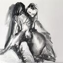 Lovers - obraz węglowy 70x75 cm do sypialni pod szkło