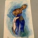 Wyjątkowy zając - bajkowa akwarela 10x15 cm