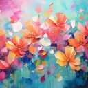 Kolorowy obraz z kwiatami - obraz kolorowe kwiaty - wydruk na płótnie 90x60 cm