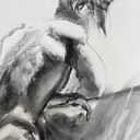 Szkic Mężczyzny 100x70 - obraz węglem na papierze