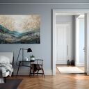 Obraz do salonu - ZŁOTE DRZEWA I KSIĘŻYC - 70x50 cm (103101)