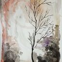 Akwarela Drzewo 24x32 cm - ręcznie malowany obraz