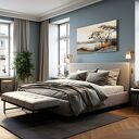 Obraz do salonu - MINIMALISTYCZNY PEJZAŻ DRZEWO NAD JEZIOREM - 70x50 cm (103901)