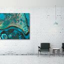 Turkusowo-złoty obraz abstrakcyjny na płótnie 120x80 cm