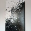 Chaos 50x80 - abstrakcyjny obraz akryl na płótnie (czerń i biel)