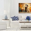 Obraz na płótnie Para w tańcu - abstrakcja w złotych barwach 120x80 cm