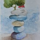 BAJKA - akwarela 24/32 cm wykonana kredkami i farbami na grubym papierze (bez ramy)