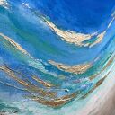 Granatowy obraz abstrakcyjny Maldives XXI 70x90 cm - ocean w złocie, obraz na płótnie