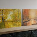 WYPRZEDAŻ ZESTAWU OBRAZÓW - DYPTYK "JESIENNE CIEPŁO I NOSTALGIA" - 2x 24x30cm