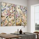 Kolorowy zestaw obrazów abstrakcyjnych 100x70 cm do salonu