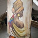 Obraz olejny 70x100 cm - Kobieta z papugą, gotowy do zawieszenia