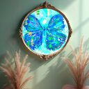 Okrągły obraz akrylowy „Skrzydła” do sypialni i salonu - relaks oraz harmonia