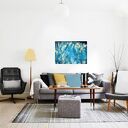 Nebula U9 - abstrakcja w turkusie: ręcznie malowany obraz na płótnie 100 x 70 cm 