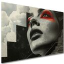 Obraz Kobieta 41 Glamour Czarno Biały Akcenty Retro Art Deco 120x80