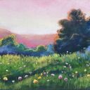 Pejzaż w pastelach suchych - ręcznie wykonany obraz 18 x 24 cm, bez ramy