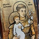 Święty Antoni - ikona malowana i złocona ręcznie o wymiarach 26cm x 17cm