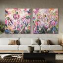 Zestaw kolorowych obrazów 100x100 cm - nowoczesna abstrakcja kwiaty