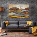 Obraz na płótnie „Drzewo Wzgórze Fale Pole” 70x50 cm - autorski projekt Vaku dsgn