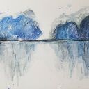 Pejzaż akwarela 18 x 24 cm - ręcznie malowany na papierze