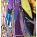Cykl Kolory - Fioletowy kolaż „Jestem” - obraz abstrakcyjny 24x24 cm