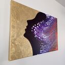 QUEEN OF THE NIGHT II - ręcznie malowany obraz abstrakcyjny 60x90 (fiolet i złoto)