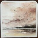 Akwarela „Na Morzu” 15x15 cm - sygnowana praca Pauliny Lebidy