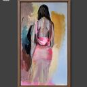 Neon Pink 55x80 - kobiecy obraz na papierze w neonowym różu