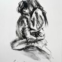 Z Tobą - rysunek węglem 30x42 cm (A3) handmade